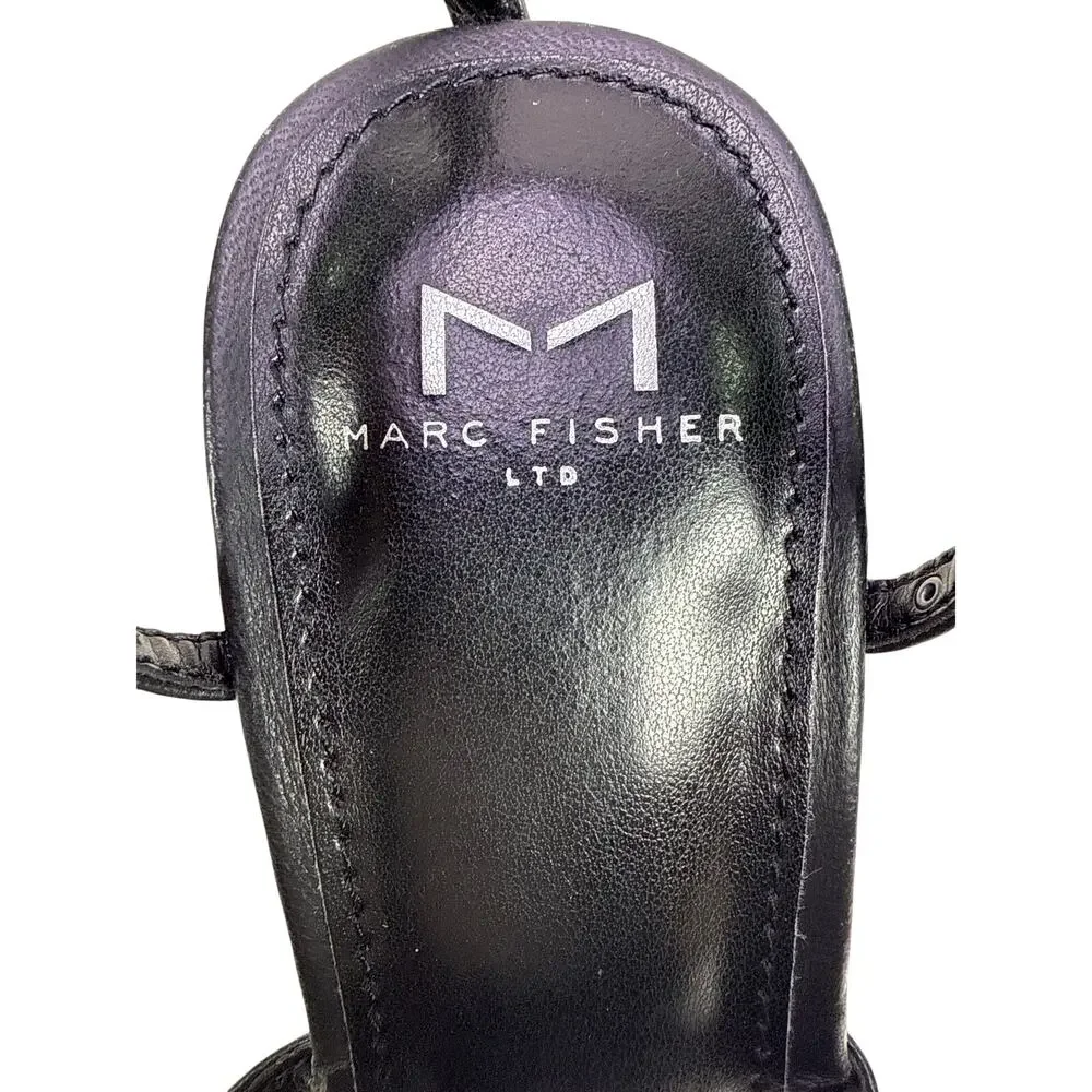 Marc Fisher LTD Dallin Sandals Heeled Womens 9 Black Strappy Studded Sq Toe